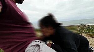 Anal Day at Beach with Naughty Voyeurs Watching African Creampie