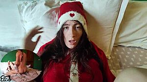 Hey! Sexy Santa drops a hot cum load on young hairy pussy!