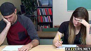 hot teacher rides pussy on student's big tattooed cock deepthroat monster