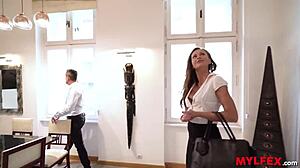 Hey, watch this lustful milf negotiate with stockings for apartment deal!