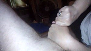Homemade titans step daddy wakes up with aunt's two hands on his big monster cock jerking him off