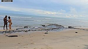 Fun Turns Into Wild Threesome Banging On Busy Beach!