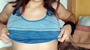 Selene spreads cream all over her body, part 1