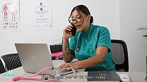 slutty doctor mariana martix takes advantage of patient angel cruz for cum in ass 😈