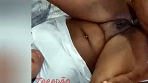 Hairy slut rips clothes to milk cock with huge tits!