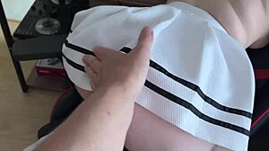 Daddy and Stepson Fuck Cute Slut Hard in Pussy and Mouth Filling with Cum!