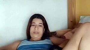 Selene spreads cream all over her body, part 1