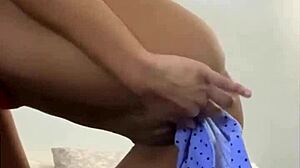 Tiny Barely Legal Teen 18+ Stuffing Panties in Plump Pussy