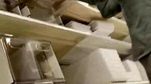 filthy trap with fat granny in shop, big ass bbw action