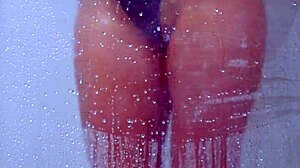 COLLEGE TANNED GORGEOUS GIRL TAKE A SHOWER IN BIKINI