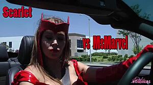 Angela Sommers enjoys lesbian tribbing with bigtits babe outdoors