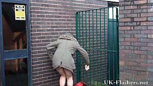 Brummie babe pisses outdoors in public