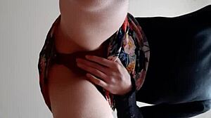 A skinny brunette masturbates her tight pussy until orgasming on a face