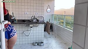 Latina Maid's Ass in Shorts Drives Voyeur Wild