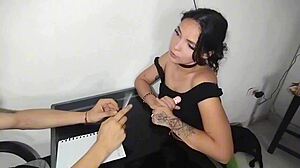 Hot Colombian student Dulce gets face fucked and cum on tits by perverted English teacher in missionary and cowgirl