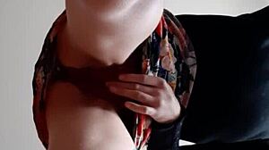 A skinny brunette masturbates her tight pussy until orgasming on a face