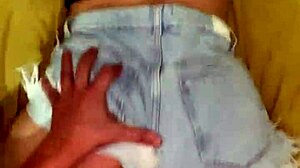 Amateur girl with big ass drilled while wearing tight shorts