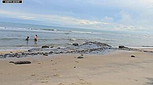 Fun Turns Into Wild Threesome Banging On Busy Beach!