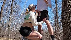 sketchy milf blowjob outdoors, nearly caught!