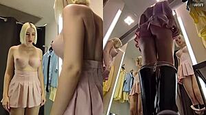 Hidden camera catches juicy pussy in dressing room with sneaky upskirt view