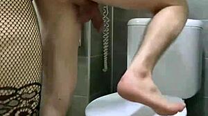 fucked husband in toilet, licked his ass