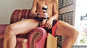 Guy Fucks Fleshlight at Window