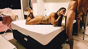 Blonde stepmom in micro bikini gets doggystyle fucked and cum on feet