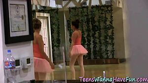 At the party, the ballerina licks her lesbian friend passionately