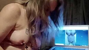 A european amateur slave girl masturbates while looking at photos of her master in outdoor humiliation.