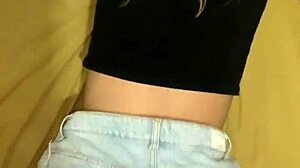 Amateur girl with big ass drilled while wearing tight shorts