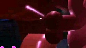 man deliciously eating woman in shower