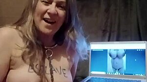 A european amateur slave girl masturbates while looking at photos of her master in outdoor humiliation.