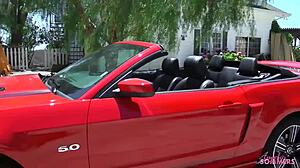 Angela Sommers enjoys lesbian tribbing with bigtits babe outdoors