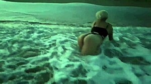 blonde flashes tits and sucks cock publicly
