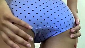 Tiny Barely Legal Teen 18+ Stuffing Panties in Plump Pussy