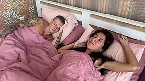 Morning surprise with two cocks in tight pussy for young cuckold?