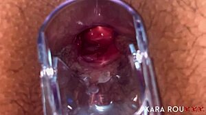 bbw babe spreads legs for anal speculum gaping at home