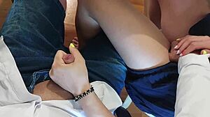 handjob in classroom with huge cumshot fingering classmate pussy