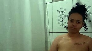 Teen Brunette Fingers Her Wet Pussy In Shower Bath