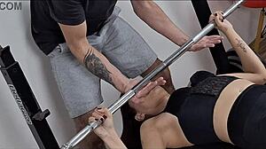 Gym instructor fucks young teen, makes her squirt and swallow cum.