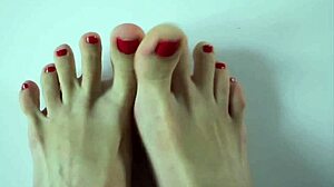 wow, close up footjob with cum dripping on feet!