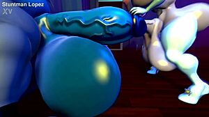 Silverzard Dominates with Massive Cock and Huge Tits Display