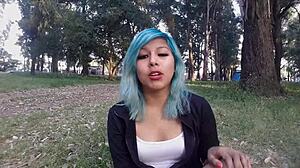 Sexy girl fingers her ass and masturbates