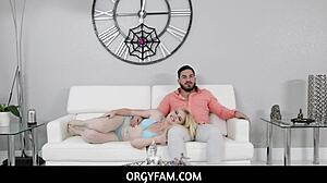 Orgyfam - hot blonde nikki sweet welcomes home peter green with a warm pussy and fucks