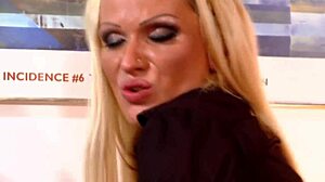 sexy babe milf orgasms with great boobs in office