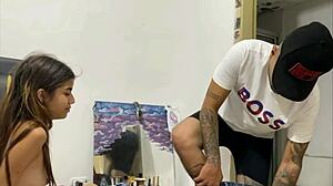 I suck my stepbrother's dick, then he passionately fucks me.