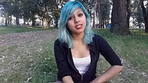 Sexy girl fingers her ass and masturbates