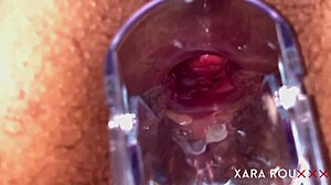 bbw babe spreads legs for anal speculum gaping at home