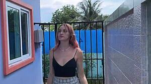 Beautiful Blonde Bound Outdoors for Tickling and Sock Caresses