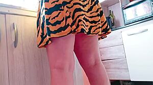 i got lucky in the kitchen with my stepmom's hot friend babysitting us while they were out. man, that big ass was irresistible!